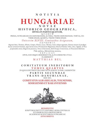 NOTITIA HUNGARIAE NOVAE HISTORICO GEOGRAPHICA IV.