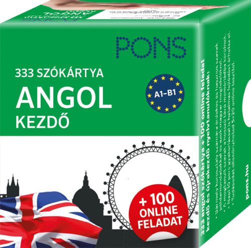 PONS 333 SZÓKÁRTYA ANGOL KEZDŐ + 100 ONLINE FELADAT