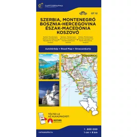 SZERBIA, MONTENEGRÓ, BOSZNIA-HERCEGOVINA AUTÓTÉRKÉP
