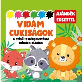   VIDÁM CUKISÁGOK - 6 SZÍNŰ FESTÉKPALETTÁVAL MINDEN OLDALON - AJÁNDÉK ECSETTEL
